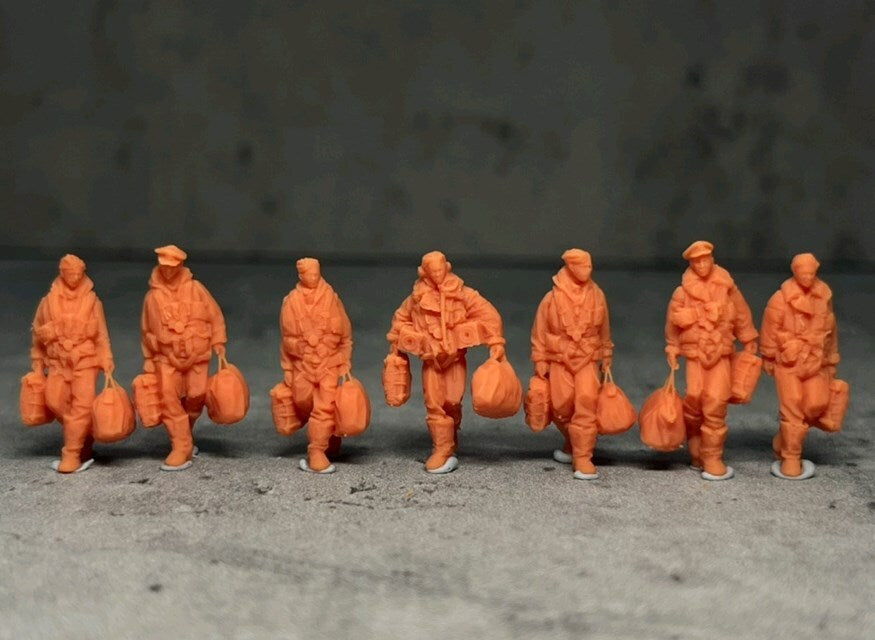 1/72 WW2 Battlefield B-17 Flying Fortress Bomber Pilots Soldier 7Pcs Miniature