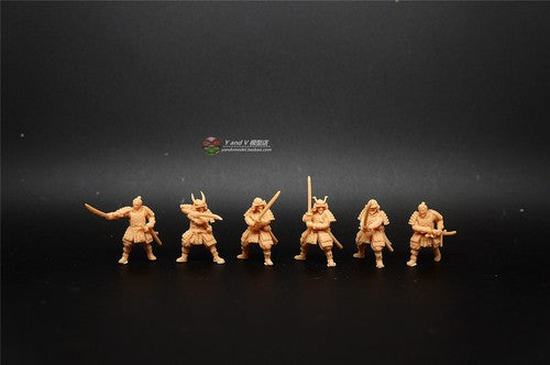 3D Printed 1/72 Ancient Japanese Samurai Swordsman 6-person set Plain Model