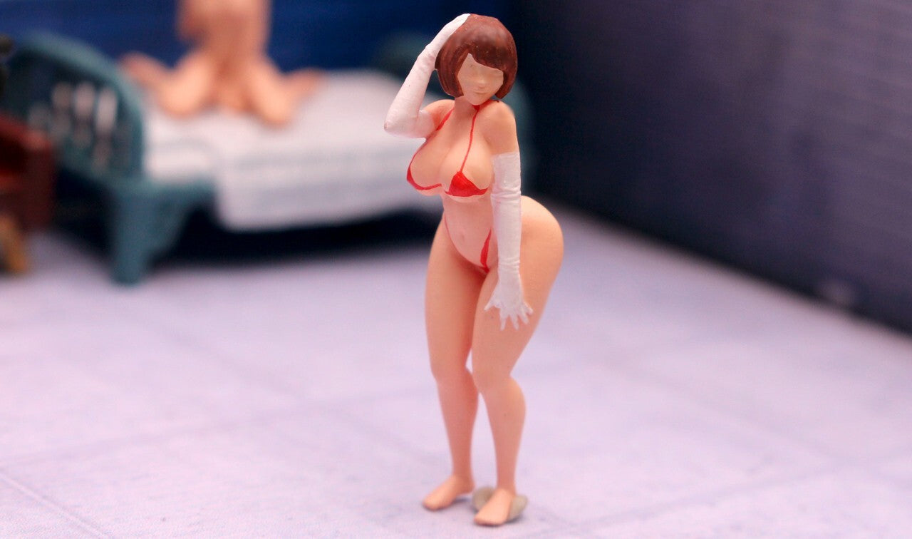 3D 1/64 RED big sexy girl racing baby fit 1:64 car street stand diorama