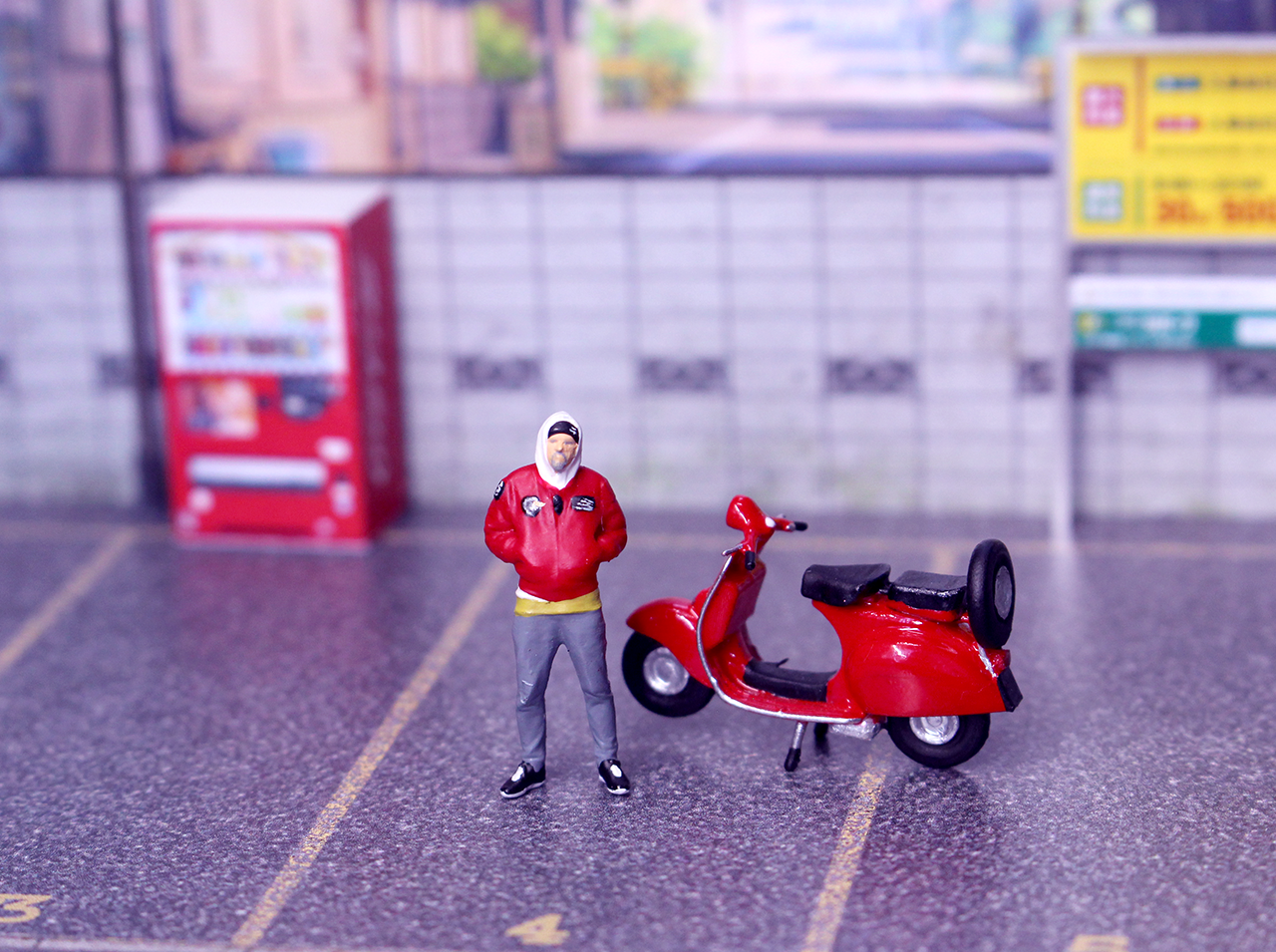 1/64 people COOL Man and CUTE motorcycle 3D Print fit 1:64 car street