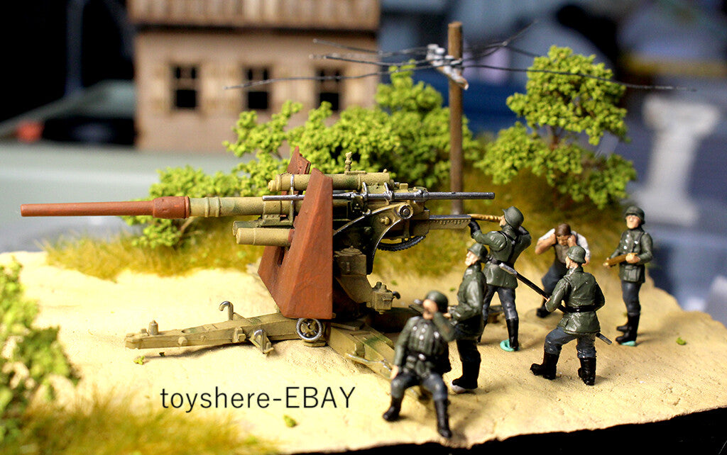 1/72 TANK 1:72 WW2 7pcs Germany soldiers 88 mm FLAK ZVEZDA Diorama WAR
