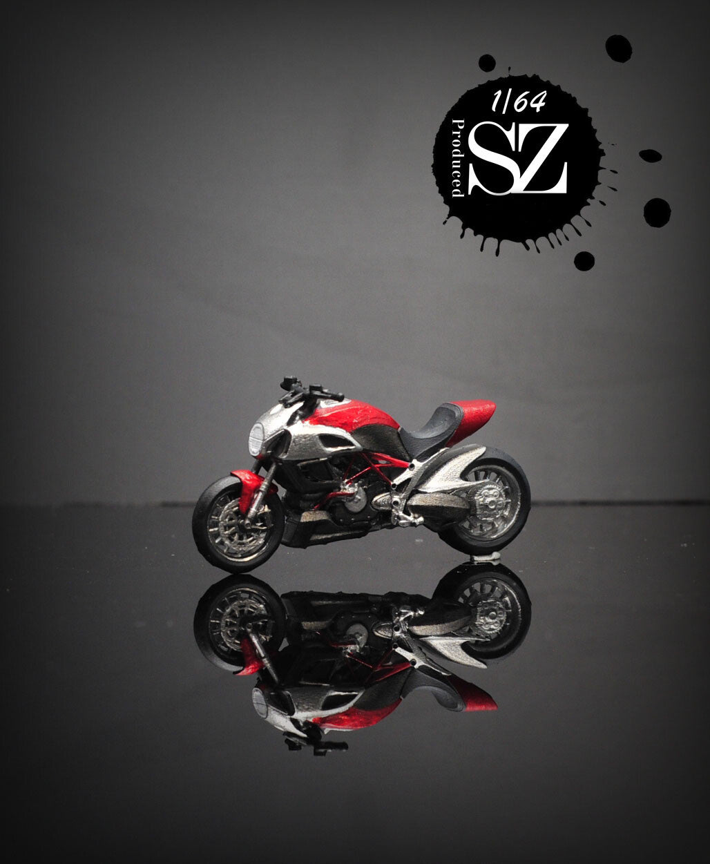 3D PRINT 1/64 cool motorcycle fit 1:64 car street stand table