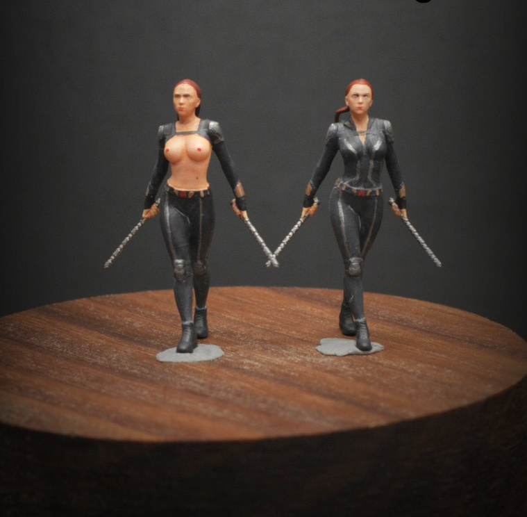 1/64 people Black Sexy Girl Widow 3D Print fit 1:64 car street