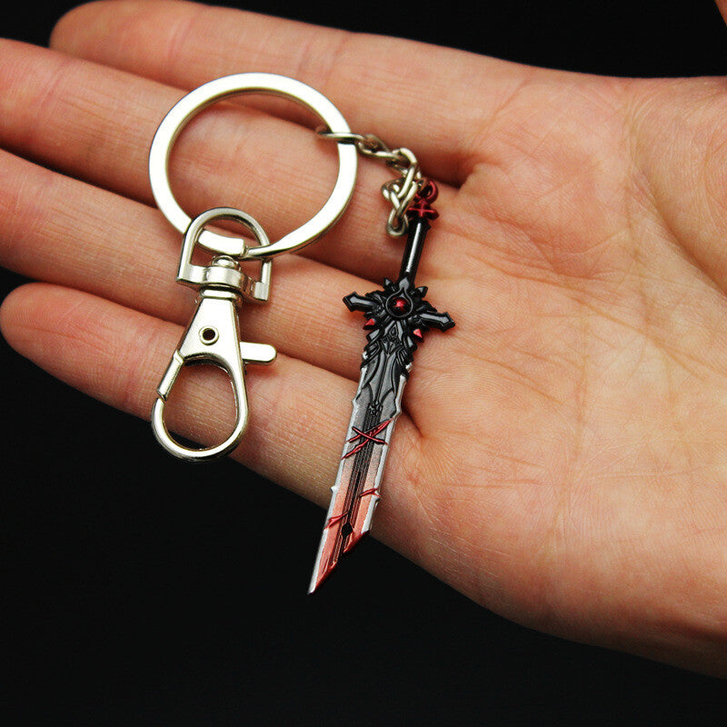 Mini greatsword knight Game sword metal Keychain Backpack hang 6cm 2.36inch wolf