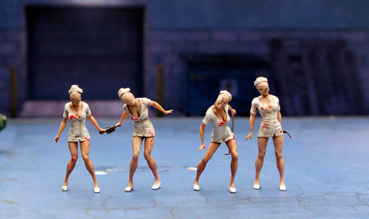 3D PRINT Silent 1/64 people sexy Monster nurse figure diorama mini 4PCS nurse