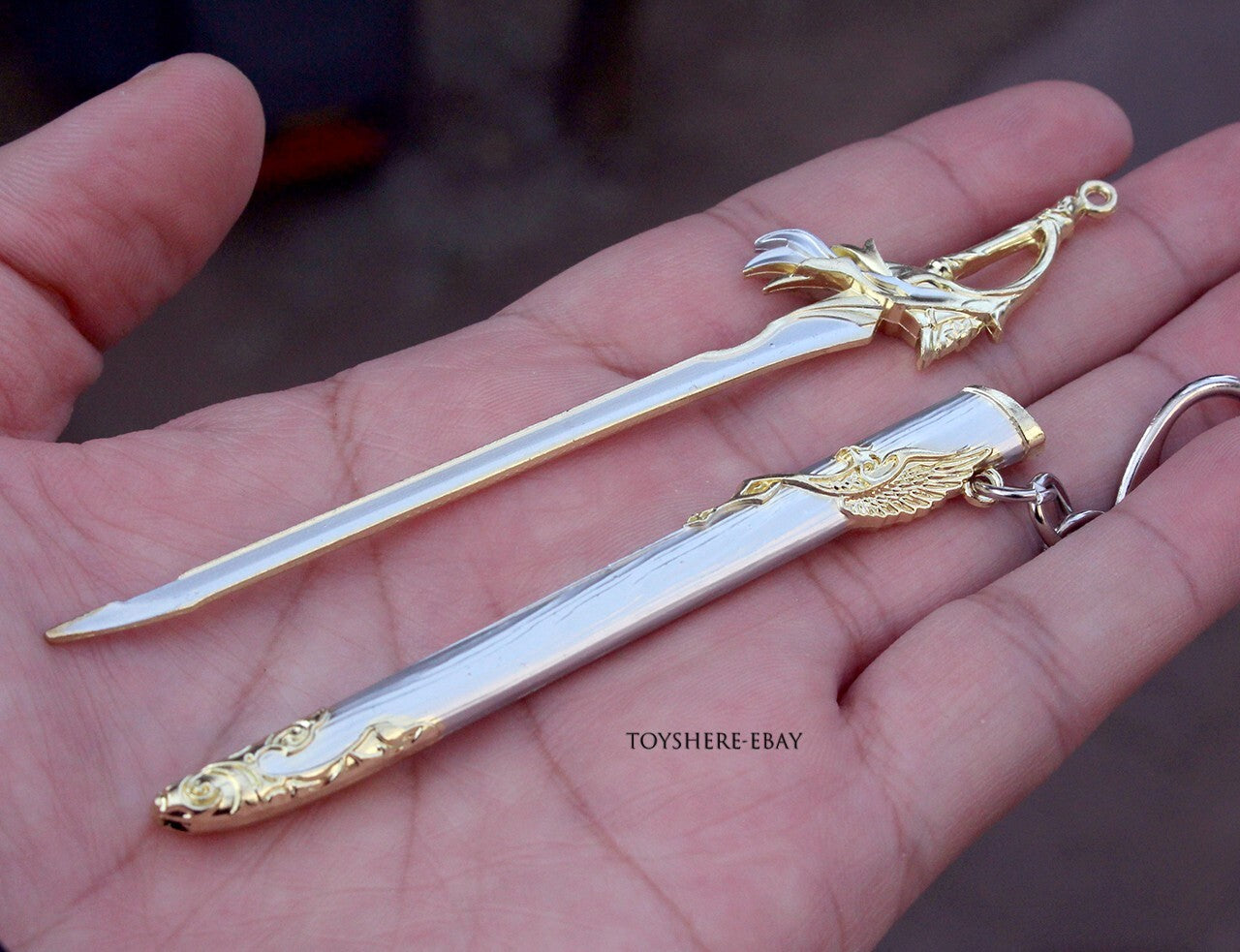 HOT ANIME mini chinese sword eagle metal key chain toy gift 12cm 1:12