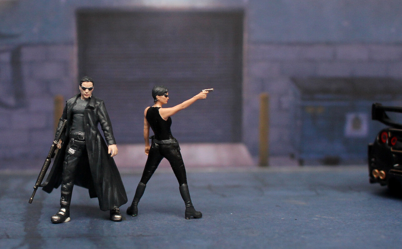 Miniature TOY 1/64 people matrix Keanu Reeves figure diorama for 1:64 car