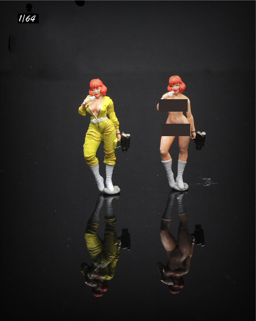 3D Print 1/64 female reporter fit 1:64 car street hand painted