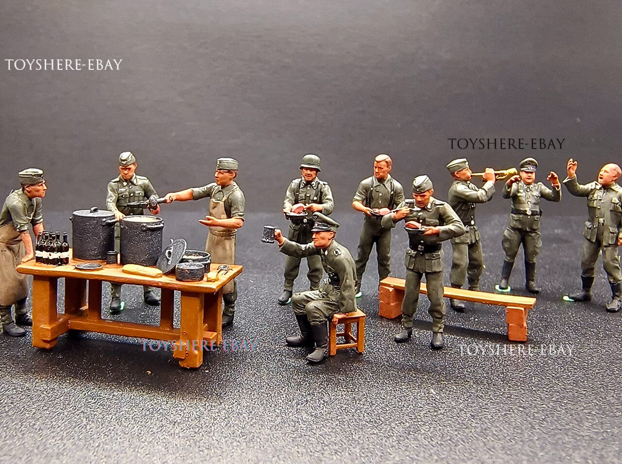 miniture 1/72 TANK 1:72 WW2 german army soldiers dine together toy totalwar
