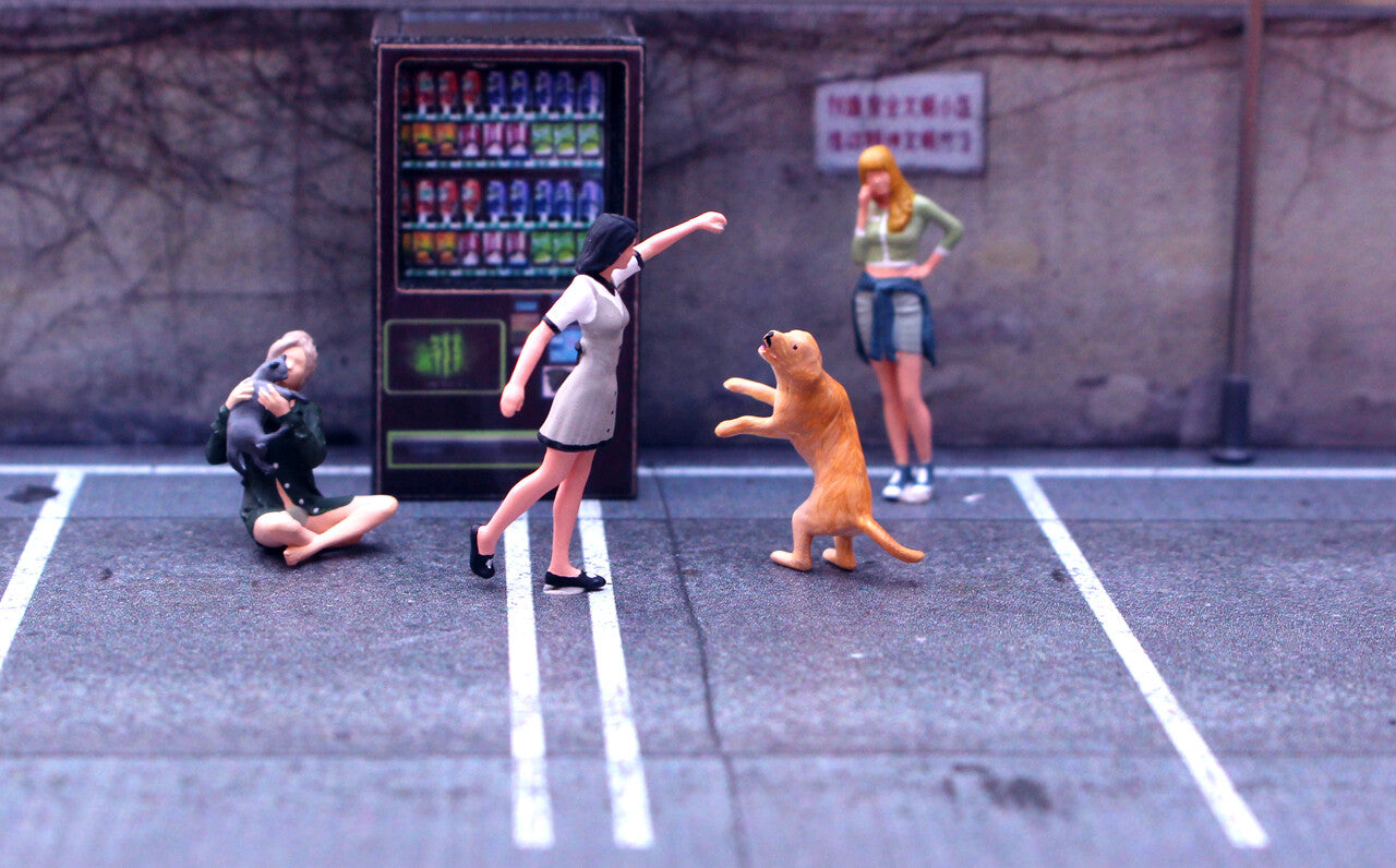1/64 figure pretty gril paly dog cat SEXY Girl 3D Print fit 1:64 car street