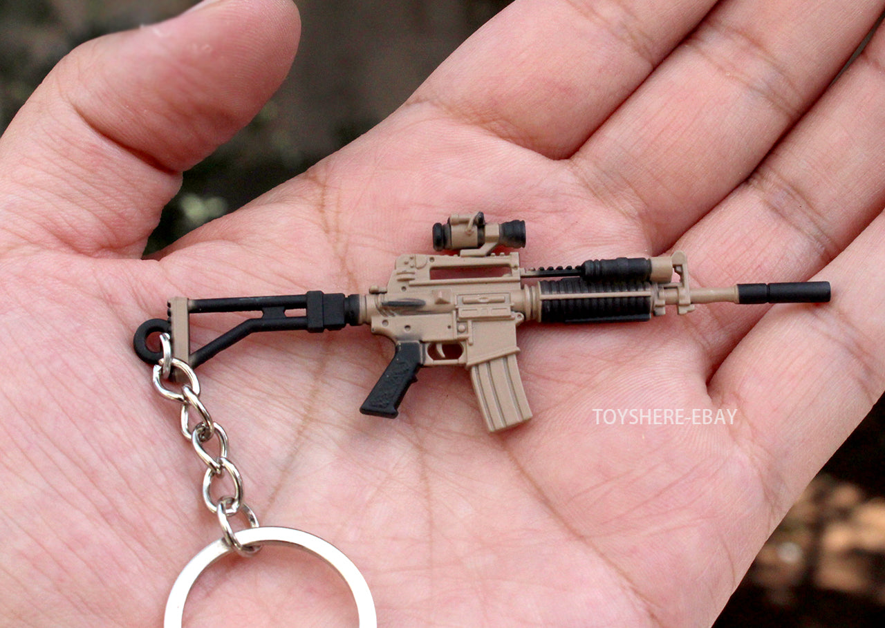 1/12 mini gun M4A1 full metal weapon key chain toy gift 9cm