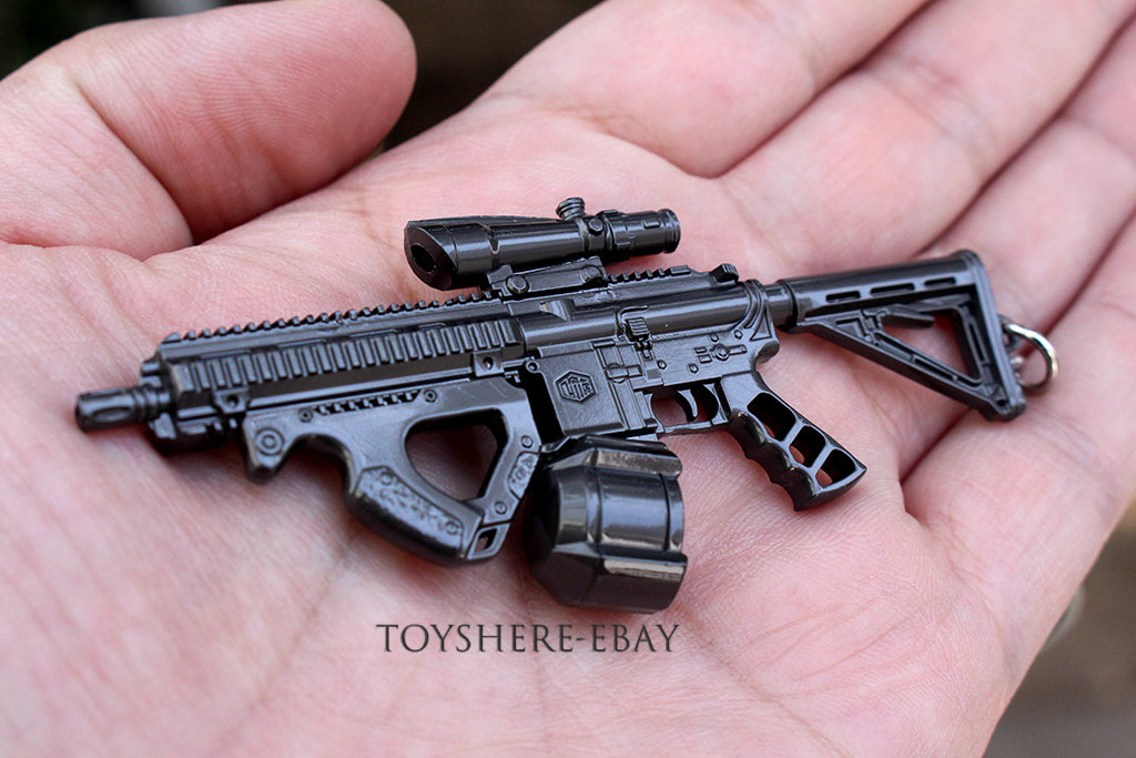 1/12 Mini gun HK416 Rifle full metal keychain toy gift 9cm