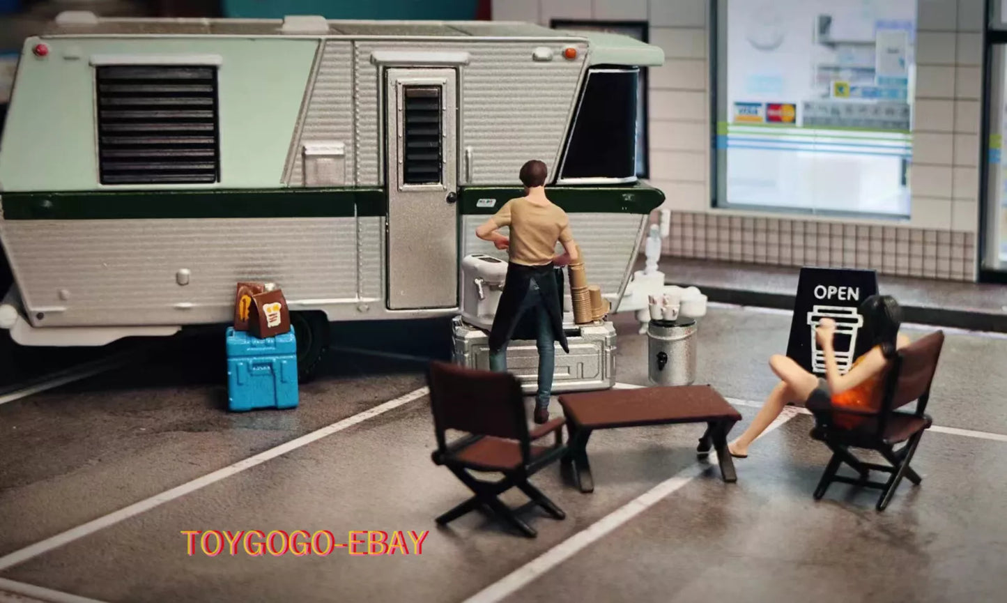 1/43 1/64 figure Coffee machine and handsome clerk fit 1:64 street car stand