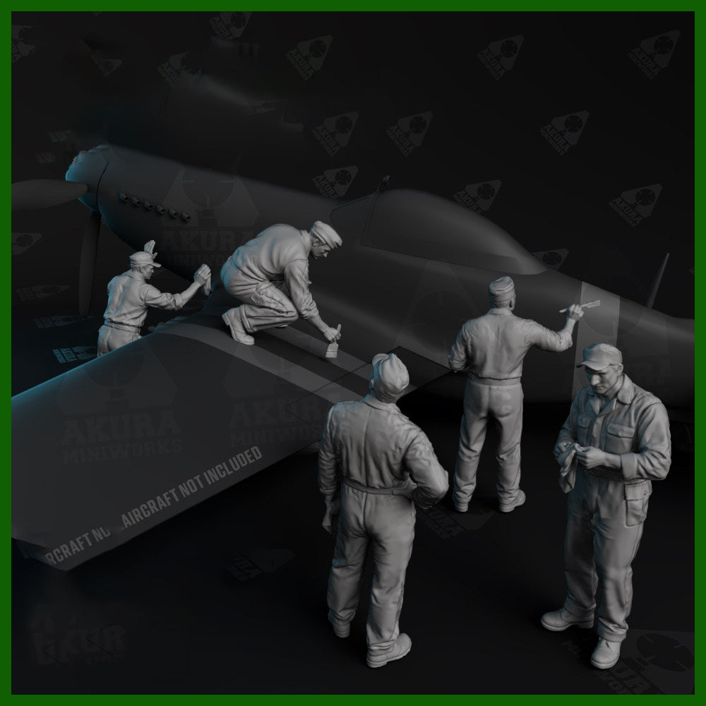 1/72 1/48 WW2 5pcs soldiers ALLIED AIR FORCEGROUND CREW FLIGHTLINE SERVICING