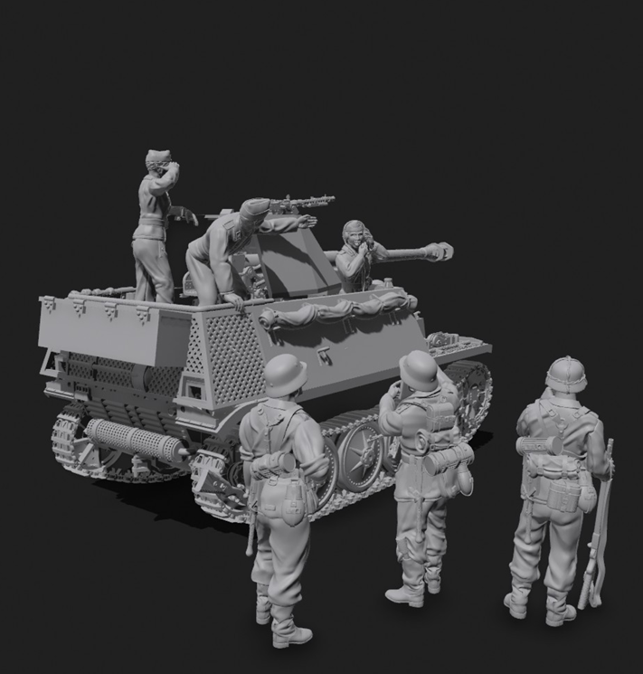 TOY 1/72 1/48 WWI German 6 soldiers Compatible fit Marder Tank Destroyer Figure