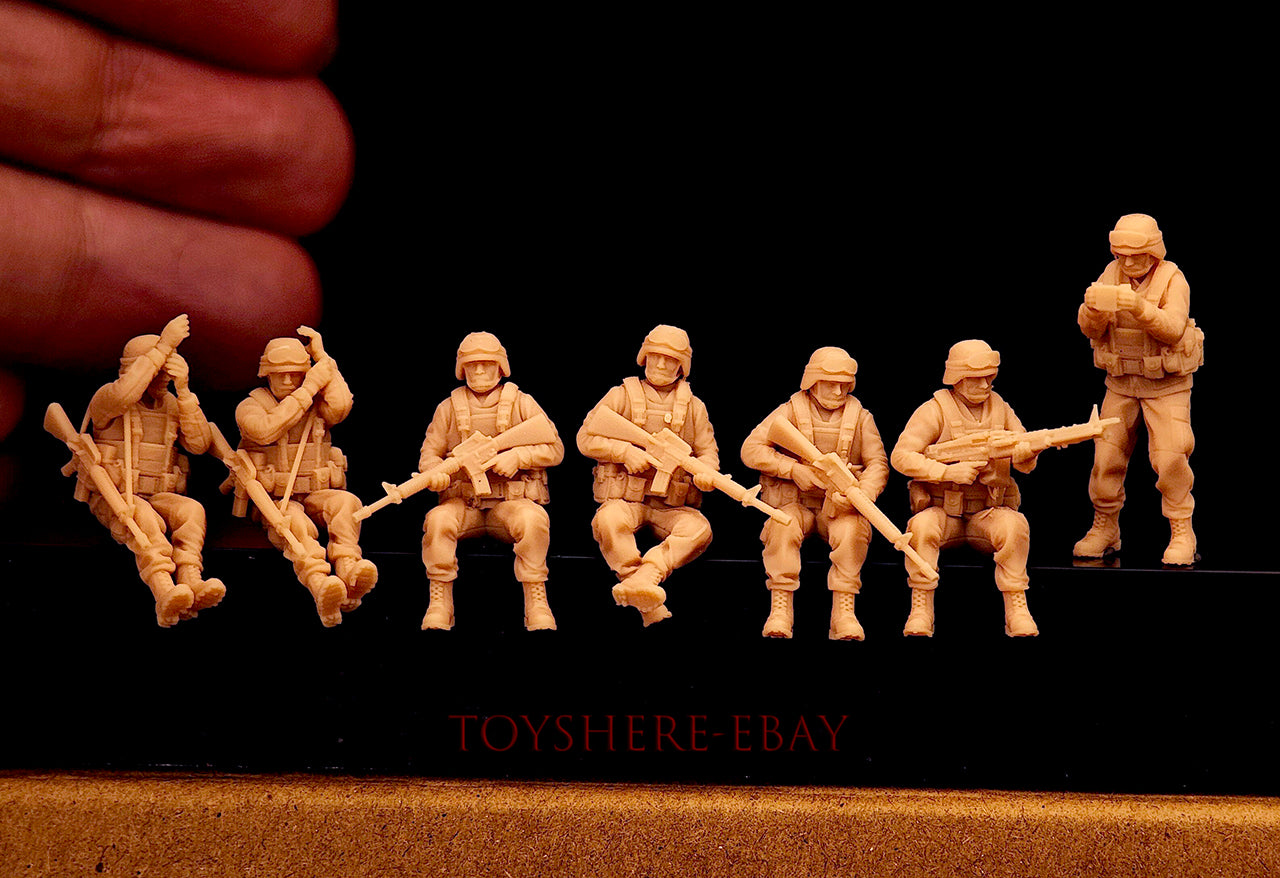 TOY 1/72 1/48 US Gulf War 7 Soldiers Unpainted 3D Resin Model for Modern Warfare