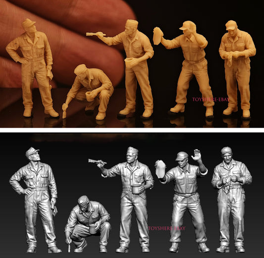 1/72 1/48 WW2 5pcs soldiers ALLIED AIR FORCEGROUND CREW FLIGHTLINE SERVICING