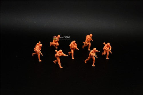 3D Printed 1/72 Chinese PLA Attack Attitude 7-Person Miniature Soldier Model