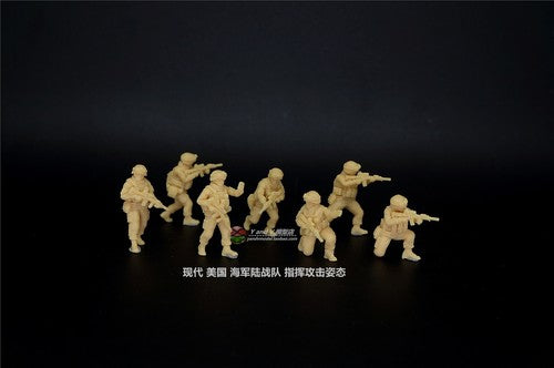 3D Printed 1/72 U.S. Marine Corps Command Attack Posture 7-Person Group Plain