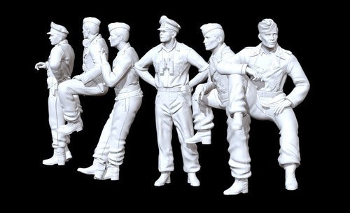 3D Printed 1/72 WWII Army Officer + Enlisted Men 6-Person Set Plain Model