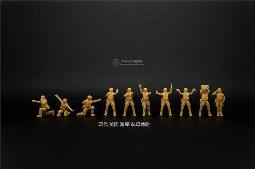 3D Printed 1/72 U.S. Navy Carrier Ground Crew 10-Person Plain Soldier Model