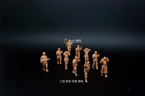 3D Printed 1/72 World War II Soviet Captive German 10-Person Group Plain Model