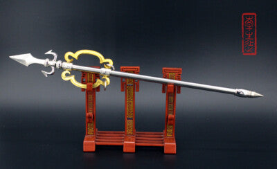 toy 1:6 chinese sword trident D3 Monk weapon Metal spear 25CM ˫Éßǹ three kingdoms