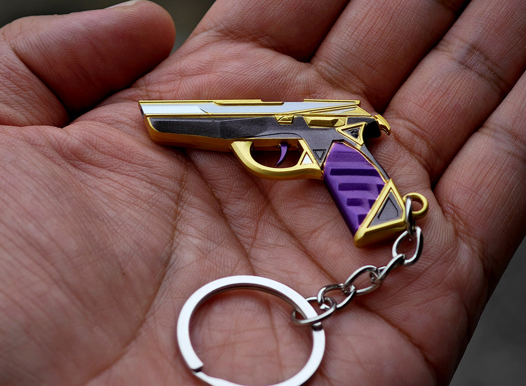 Mini gun VALORANT Purple Gold Frenzy Metal keychain toy 5cm 1/5