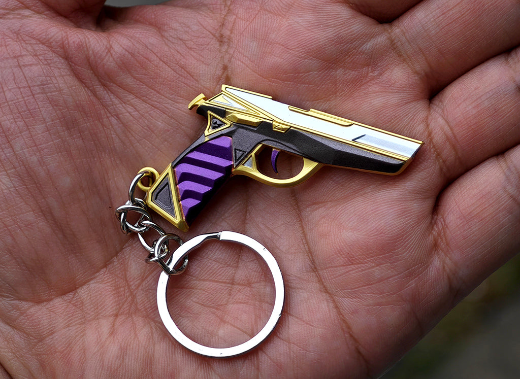 Mini gun VALORANT Purple Gold Frenzy Metal keychain toy 5cm 1/5