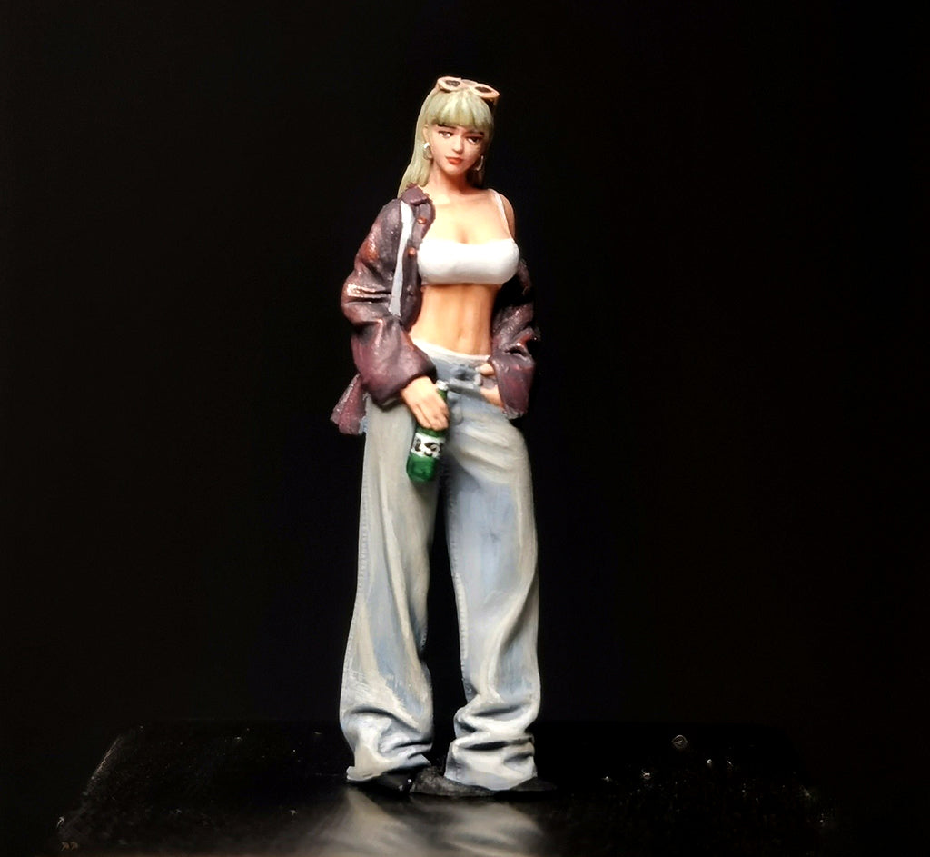 MINIATAURE 1/64 DRINKING SEX fashion girl Fit 1:64 CAR street stand Diorama