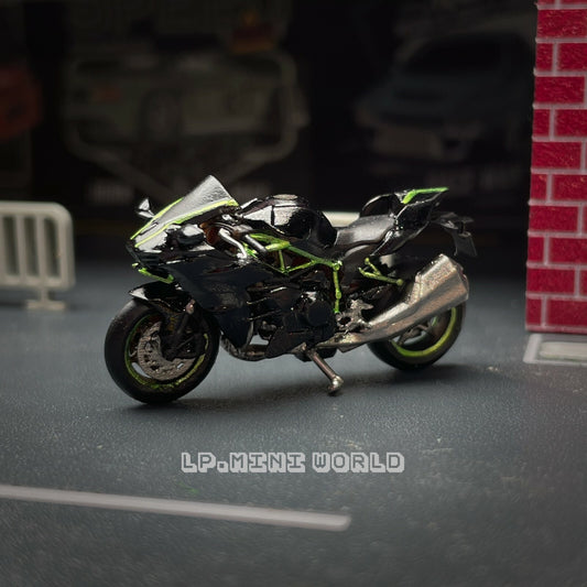 3D PRINT 1/64 cool motorcycle Kawasaki japan fit 1:64 car street stand BLACK