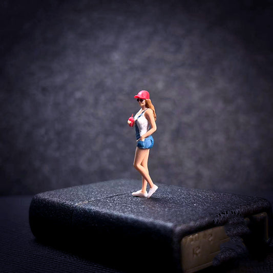 3D Print 1/64 figures cool lady drinking walk Passer-by fit 1:64 car Stand