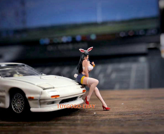 Miniature 1/64 figure sexy girl white Bunny Girl fit 1:64 car street diorama