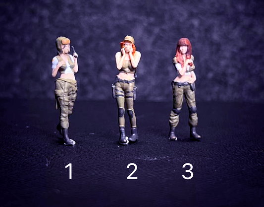 3D Print 1/64  figure young sexy girls soldiers fit 1:64 car Sand Hand painted