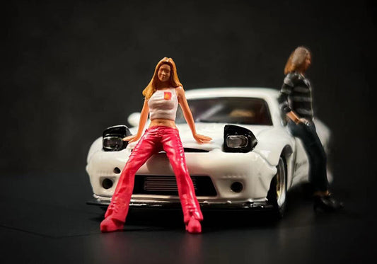 3D Print 1/64 figures cool lady Racing driver fit 1:64 car STREET Stand