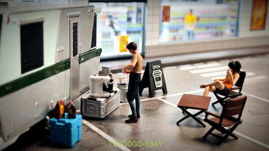 1/43  1/64  figure  Coffee machine and  handsome clerk fit 1:64 street car stand
