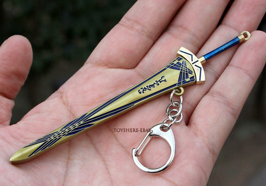 Anime mini Saber King Arthur vitory sword FATE metal key chain toy gift  1/12