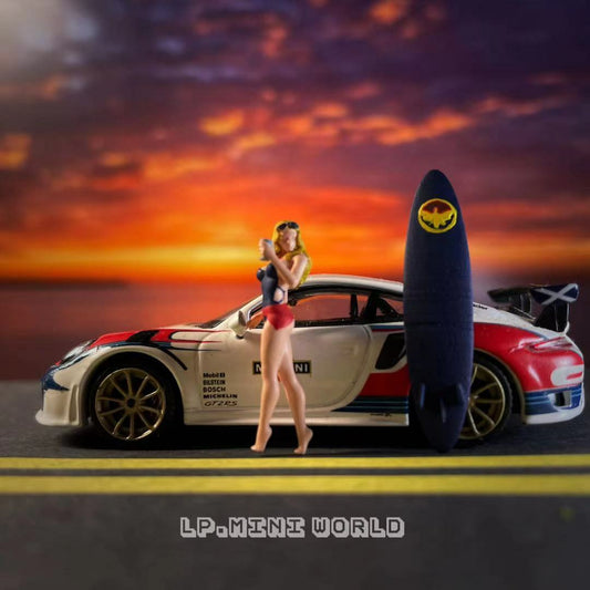 3D print TOY 1/64 sexy girl with skateboard SHILED SPIDER fit 1:64 car diorama