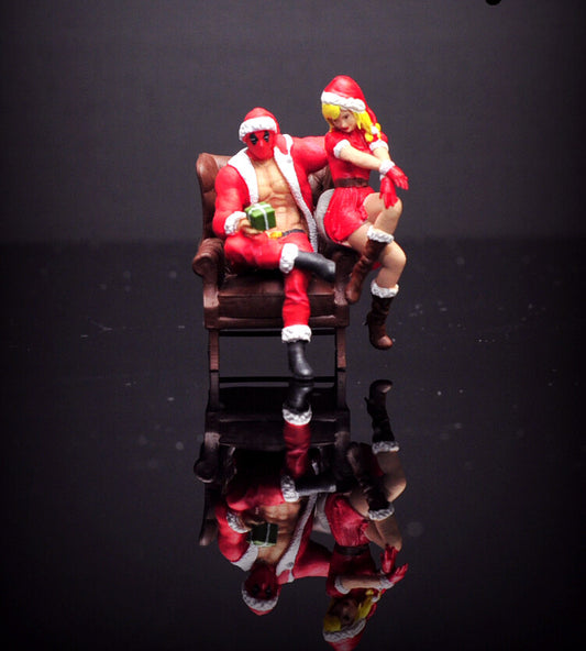 3D PRINT 1/64 figure christmas sexy girl Santa Claus  it 1:64 car street stand