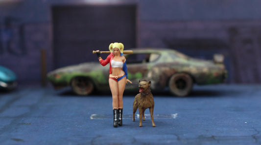 MINI TOY 1/87 people Harley Quinn sexy girl figure diorama  mini sand