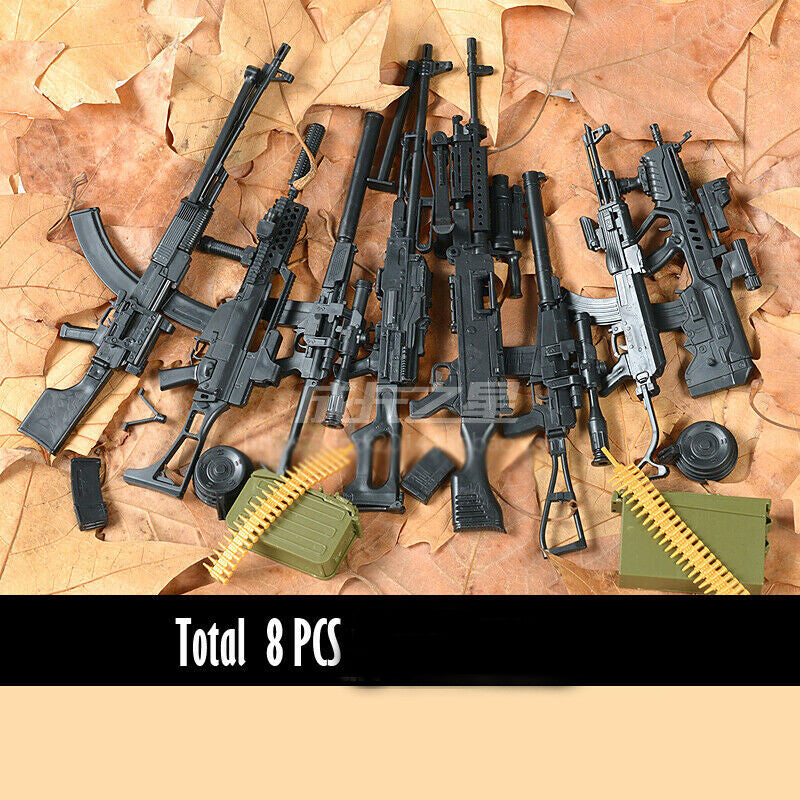 1/6 1:6 M240 RPK74 AK47 AS VAL G36K PKP TAVOR Machine Gun Rifle 8PCS