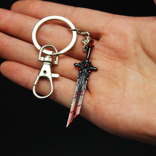 Mini greatsword knight Game sword metal Keychain Backpack hang 6cm 2.36inch wolf
