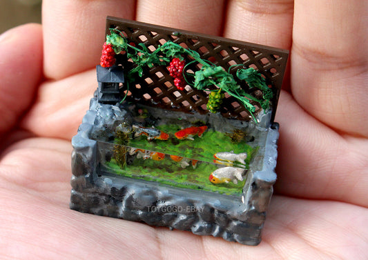 3D Print 1/64 figures Fish tank with light  fit 1:64 courtyard Diorama family