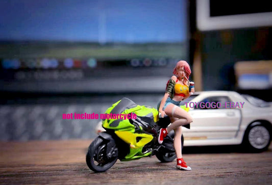 1/64 figure sexy girl motorcycle rider fit 1:64 car street diorama