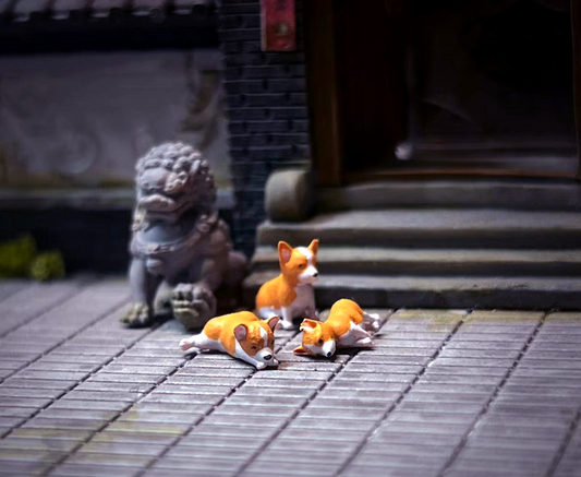 3D PRINT 1/64  3PCS DOG Corgi  fit 1:64 car street