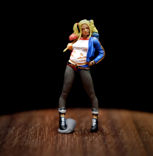 3D PRINT 1/64 1:43 cool girl Harley baseball bat clown fit 1:64 car street stand
