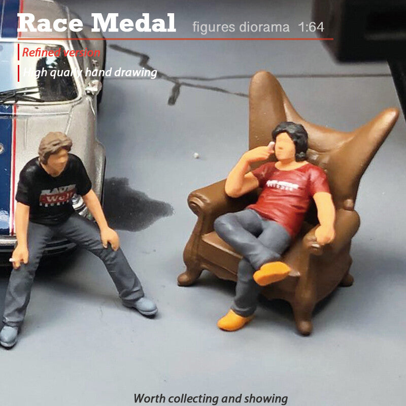 MINI TOY 1/64 people 2pcs man and one sofa for 1/64 car  mini sand
