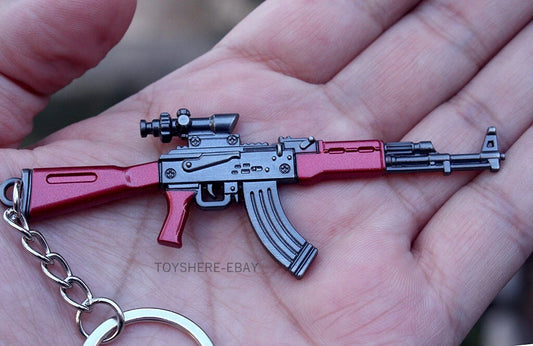 1/12 Mini  gun  AK47 AKM Rifle full metal  keychain toy gift  9cm