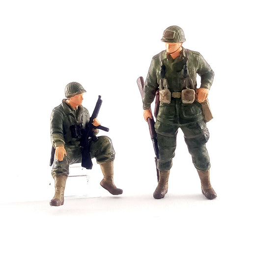 3D PRINT 1/64 WWII American soldiers trooper 2pcs Handpaint fit 1:64 car diorama