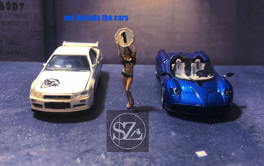 3D PRINT 1/64 sexy racing girl speed Furious fit 1:64 car Mini Sand